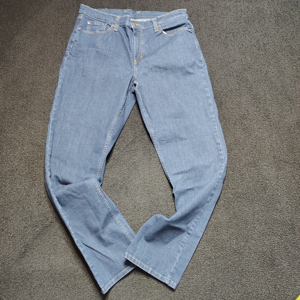 LL Bean Bean Flex Standard Fit 1912 Denim Blue Dark Wash Jeans Men's Size 37x34